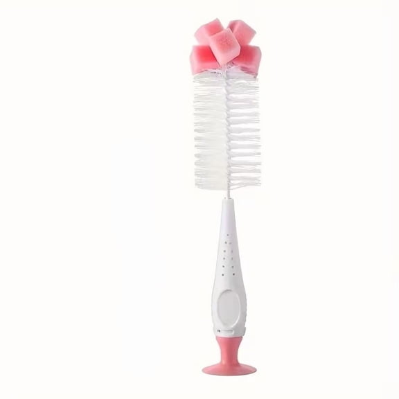 Nylon Sponge Brush Set with Suction Cup & Bottle Nipple Cleaner - Eco-Friendly Non-Electric Cleaning Tool for Kitchen, Bathroom, and Toilet