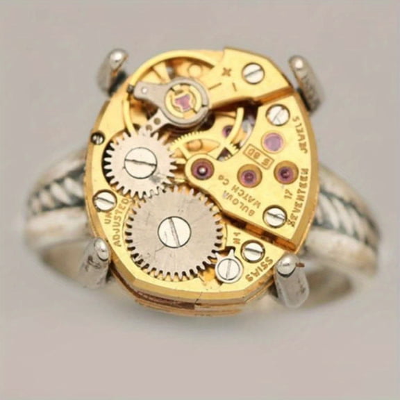 1pc of Accessory, Mechanical Disc Design, Metallic Ring, Personalized Men'S Ring,Golden12
