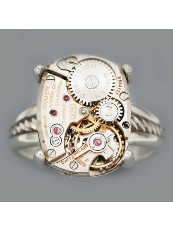 1pc of Accessory, Mechanical Disc Design, Metallic Ring, Personalized Men'S Ring,【silvery】5
