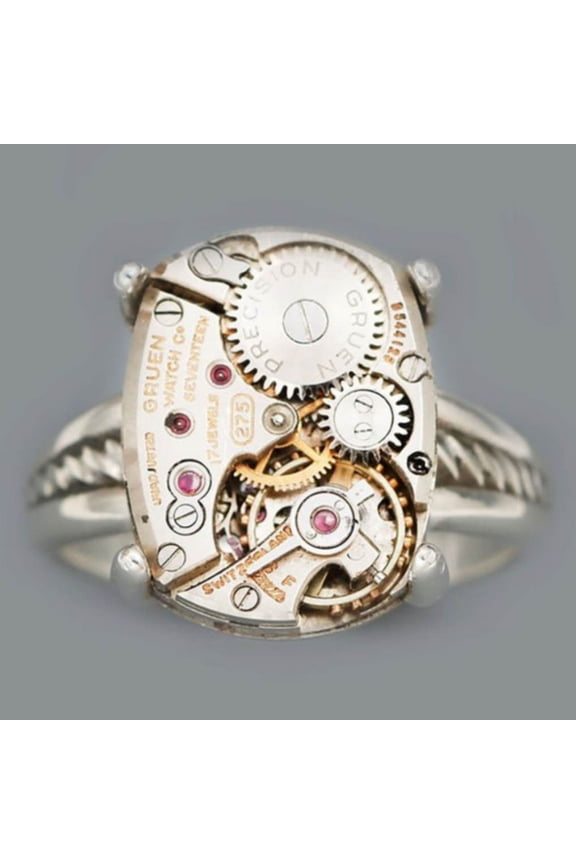 1pc of Accessory, Mechanical Disc Design, Metallic Ring, Personalized Men'S Ring,【silvery】5