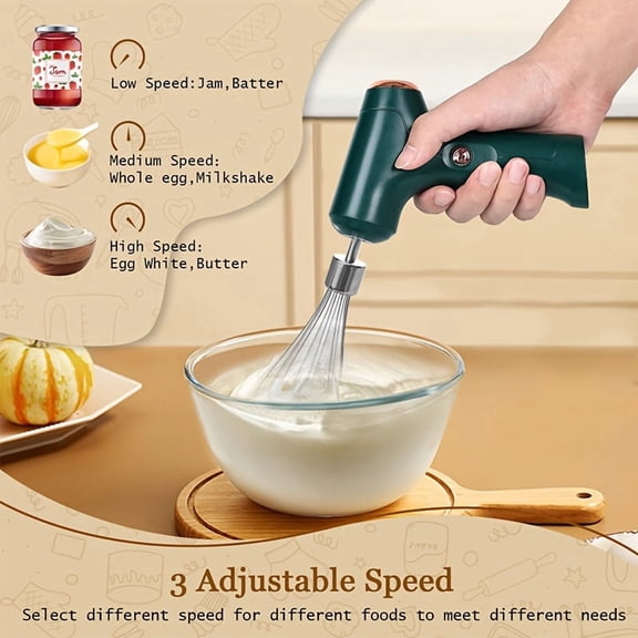 1pc of Cordless electric Custard Mixer, Suitable for Whipping Cream, Baking Cakes, And Mixing Ice Cream, Ideal for Home Kitchen Use