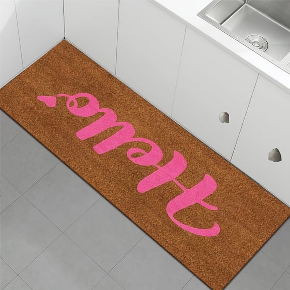 1pc of pink "Hello" printed Mat, suitable for kitchen mats, hallway rugs, bedroom entrance mats, bathroom mats, living room mats, indoor and outdoor mats, front door mats, study mats, lightweight