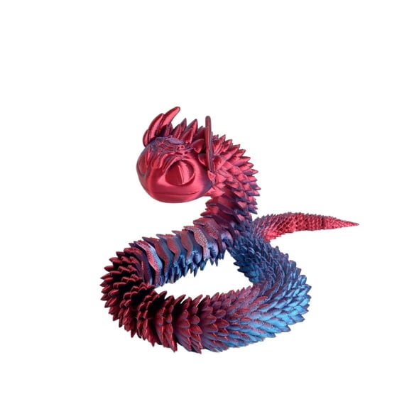 1pc red blue 45cm 3d printed snake joint movable viper, animal model handicraft