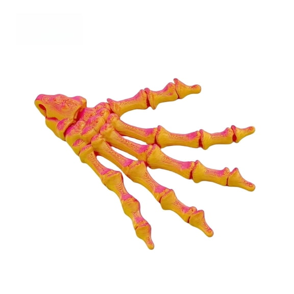 1pc red gold 3D Printed Halloween Skeleton Hands Multi-joint Movable Skull Hands Prank Ghost Claws Halloween Decoration For Home Finger Model
