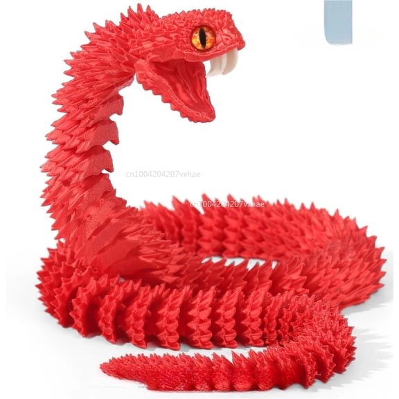 1pc silk red 3D Printed Snake Teeth Retractable Figurines Animal Model Fidget Desktop Snake Collectibles Home Desk Decor