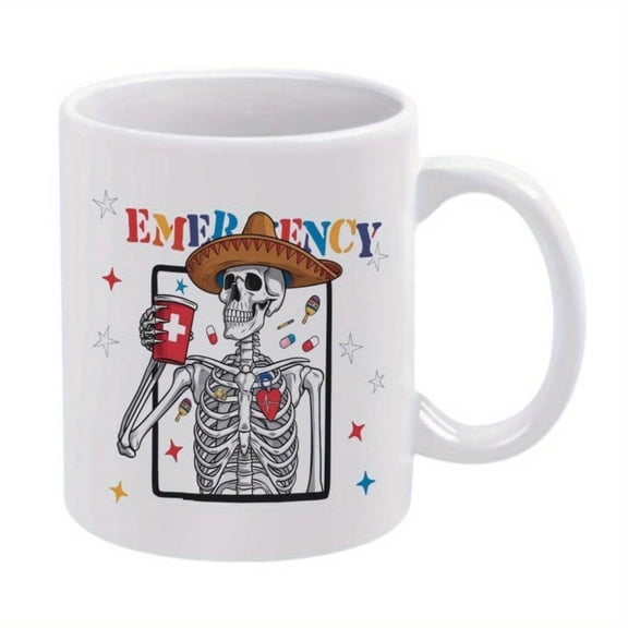 1pc skeleton sombrero Coffee Mug 11oz Ceramic Cup Christmas New Year Cup Summer Winter Drinks Christmas New Year