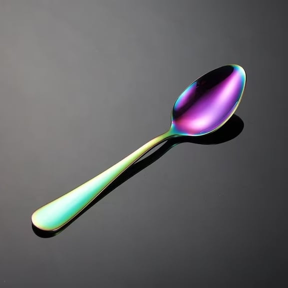 1pc, stainless steel titanium plated spoon tip spoon tableware home eating spoon dessert coffee spoon ice cream spoon