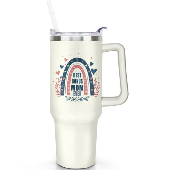1pc stepmother gift 40oz Tumbler with Straw & Handle - Insulated Stainless Steel Cup | Holiday Gift for Man Women (Christmas, Valentine's, Birthday)