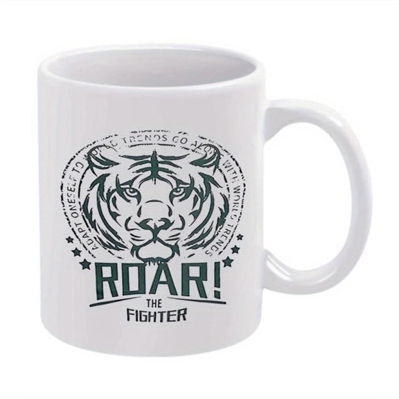 1pc tiger face ROAR stars fighter funny mug 11oz ceramic cup coffee cup decorative cup ideal birthday and holiday very suitable office family life party wedding lLabour Day