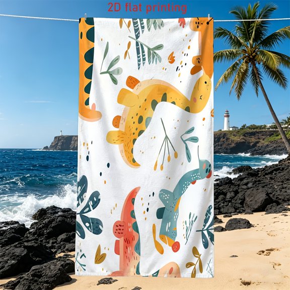 1pc tropical lizard silhouette pattern beach towel with a forest-inspired design, suitable for vacations, swimming pools, camping, travel, and fitness—a must-have for summer beach trips