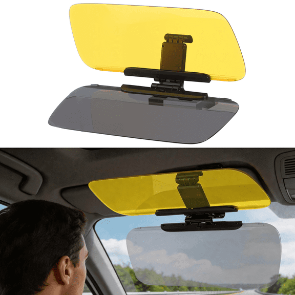 Sun Visor Extender for Cars, Acrylic Day Night Anti Glare Shield with 13.4 x 6.3 in Panel, 5.1 to 7.9 in Adjustable Clip for Driving, Commuting, Road Trips