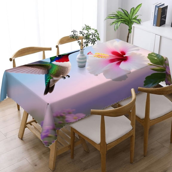 RKSupls white hibiscus in a tropical Print Tablecloths rectangle , Holiday Party Tablecloth Machine-Made, white hibiscus in a tropical