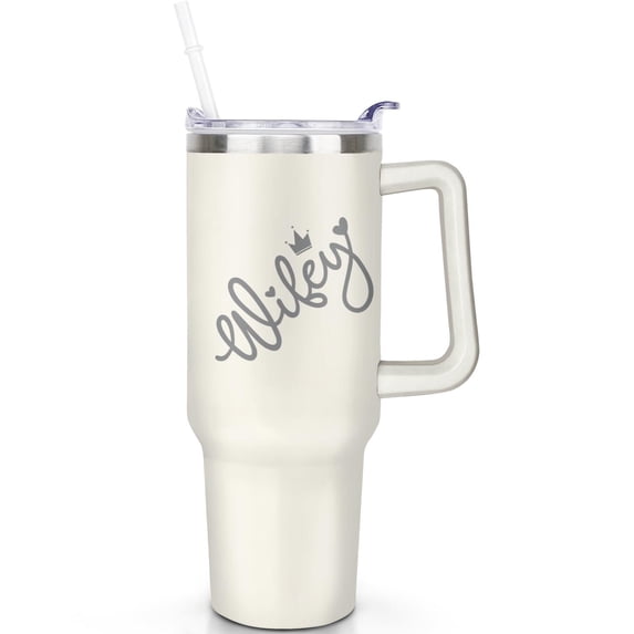 1pc wife 40oz Tumbler with Straw & Handle - Insulated Stainless Steel Cup | Holiday Gift for Man Women (Christmas, Valentine's, Birthday)