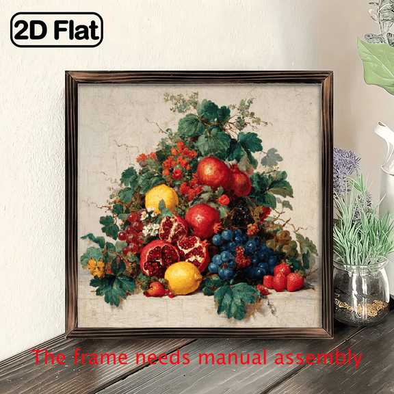 1pc wooden board painting. A bundance of Fresh Fruits Apples Oranges Strawberries Art Prints. Wall For Bedroom Living Room Home Decor .Lively Kitchen Canvas Print Poster Picture.