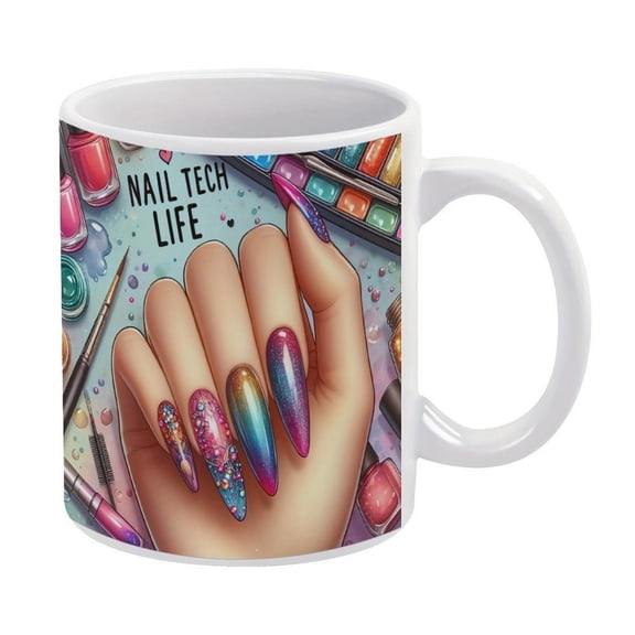 1pc11oz Coffee Mug Ceramic Coffee Cups Nail Tech Life Summer Winter Drinkware Birthday Gifts Party Holiday Decor Holiday Valentines Day