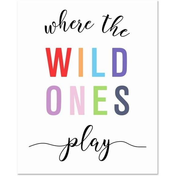 1pcs 1 Pc Where the Wild Ones Play Poster Playroom Wall Art Prints Playroom Artwork Wall Decor Unframed Colorful Daycare Wall Prints for Kindergarten Nursery Playroom 11x13.7 inch(28x35cm)