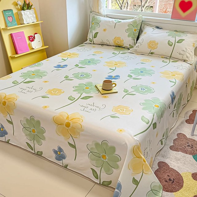1pcs 100 Cotton Bed Sheet Flower Series Printed Double Top King Sheets