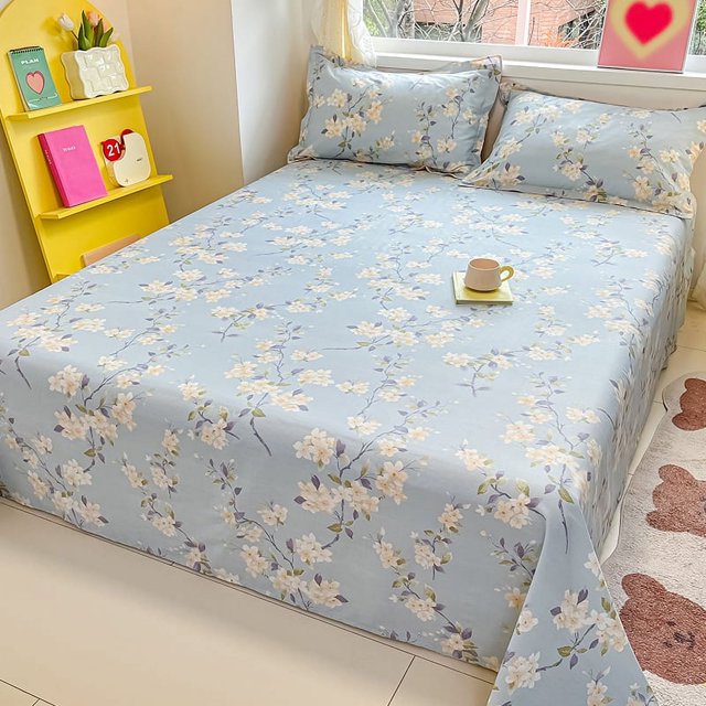 1pcs 100 Cotton Bed Sheet Flower Series Printed Double Top King Sheets