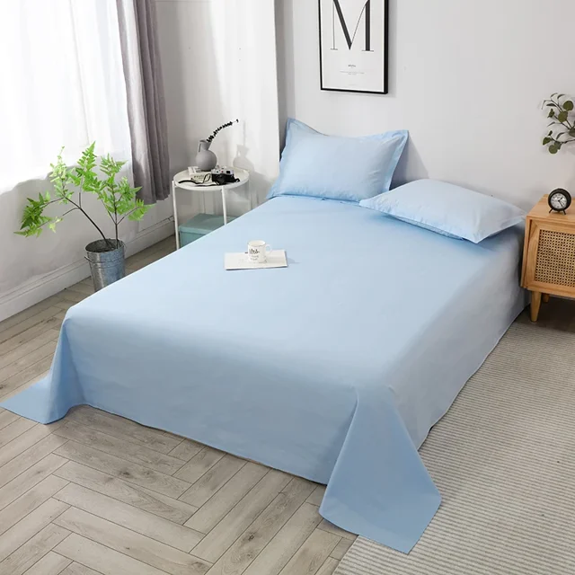 1pcs 100 Cotton Bed Sheet Pink Soild Color Top King Double Sheets Pure