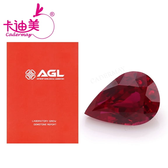 1pcs 10x14mm Pear Shape Pigeon Blood Red Lab Grown Ruby Loose Stones With Inclusions With AGL For Jewelry Making DIY