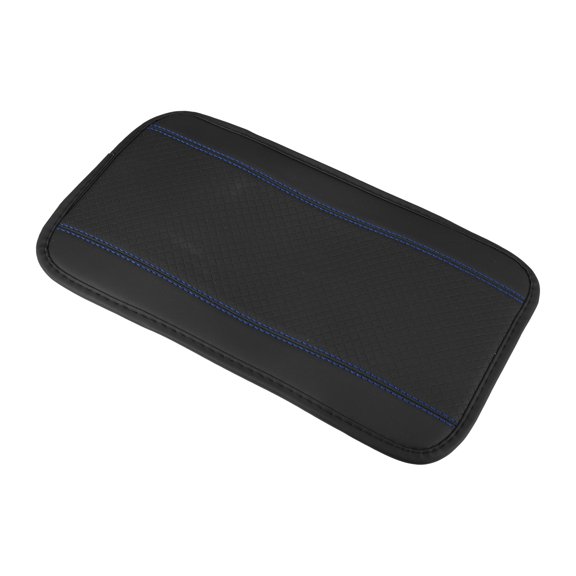 1pcs 12.60"x7.48" Universal Car Armrest Storage Box Mat Cover Pad Protective Fiber Leather Black Blue