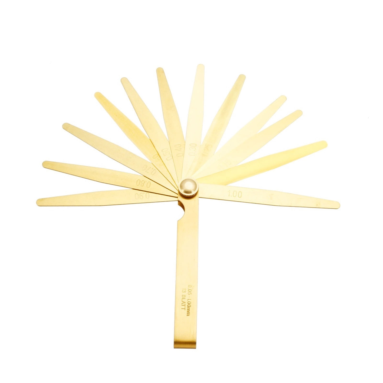 1pcs 13 Blades Metric Thickness Feeler Gauge 0.05-1mm Brass Measuring Tool For Width Gap For Designers Engineers And Mechanics ,Easy to Use
