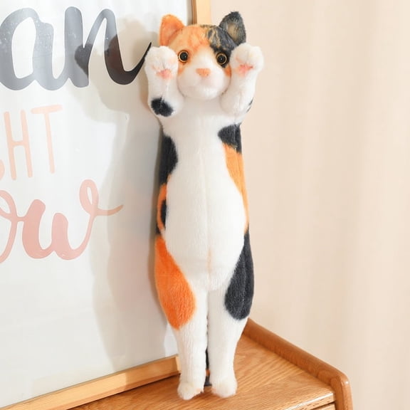 1pcs 15.8in Plush Simulated Standing Cat Doll, Soft Throw Pillows Stuffed Premium Polyester Fiber Sofa Cushion Christmas Party DecorOrange-Black