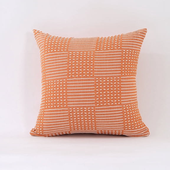 1pcs 18 inches Simple Modern Throw PillowNordic Style Cushion Decorative Pillow for Couch,Sofa,BedroomOrange Geometry - Large Square