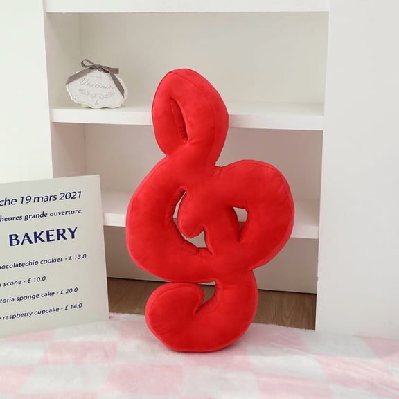 1pcs 19.6in Simulated Musical Note Shaped Plush Toys, Soft Bedside Sofa Pillows, Used for Home Decoration as Birthday GiftsRed
