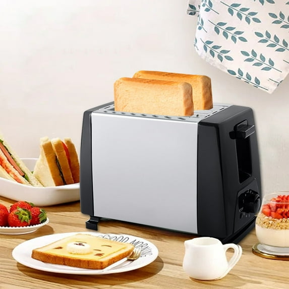 2pcs 2-Slice Toaster | Darkness Control | Crumb Tray | Fits Bagel Slice Household Stainless Steel Bread Maker