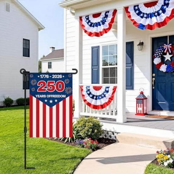 1pcs 250 Anniversary Usa Garden Flags for Outside, USA Flag 250 Year American Flag 1776-2026 Patriotic 4th of July Decorations Yard Sign Double-Sided Waterproof Flag 12x18 Inch B