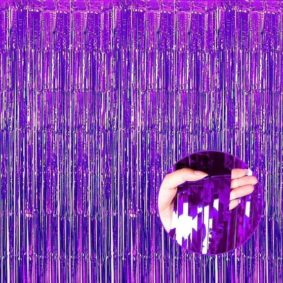1pcs 3.2ft x 6.5ft Purple Foil Curtain Decoration Tinsel Foil Fringe Curtains Streamer Backdrop for Birthday Graduation Wedding Engagement Bridal Shower Christmas,Engagement Prom Decoration