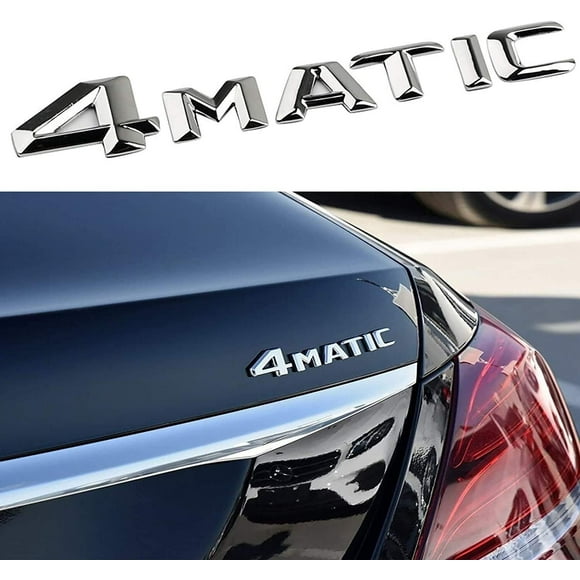 1pcs 3D Car 4MATIC Logo ABS Letter Emblem Decal for Car Side Fender Rear Trunk Emblem Badge Chrome Decal Sticker (4-MAT-Silver) O