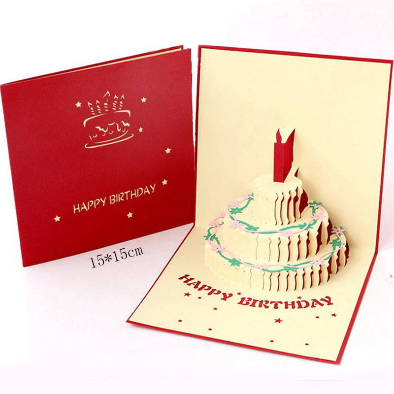 1pcs 3D Pop Up Greeting Cards With Envelope Laser Cut Post Card For