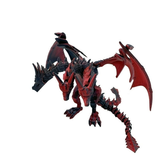 1pcs 3D Print Multicolor Gradient Three Headed Dragon Figurine Model Indoor Office Desktop Decoration, Perfect for Room Deco