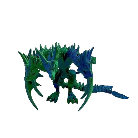 1pcs 3D Print Multicolor Gradient Three Headed Dragon Figurine Model Indoor Office Desktop Decoration, Perfect for Room Deco