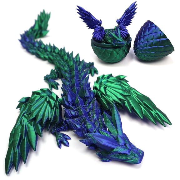 1pcs 3D Printed Articulated Dragon in Egg, Crystal Gift Desk Decor