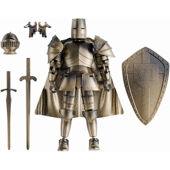 1pcs 3D Printed Medieval Knight Action Figure, Assembly Required
