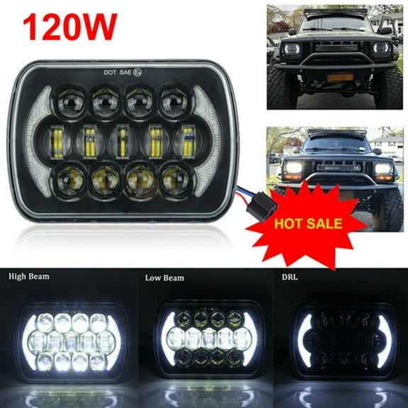 1pcs 5×7 7x6 inch LED Headlight High/Low Beam DRL For Nissan Pickup 1990-1997 D21 240SX