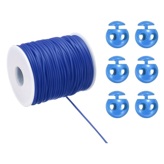 1pcs 54.7 Yard Synthetic Rubber Cord Kit with 6pcs Plastic Cord Locks, Dark Blue