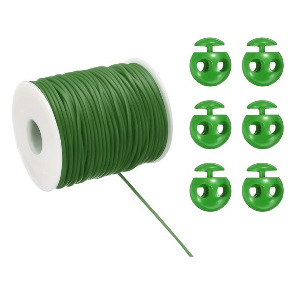 1pcs 54.7 Yard Synthetic Rubber Cord Kit with 6pcs Plastic Cord Locks, Green