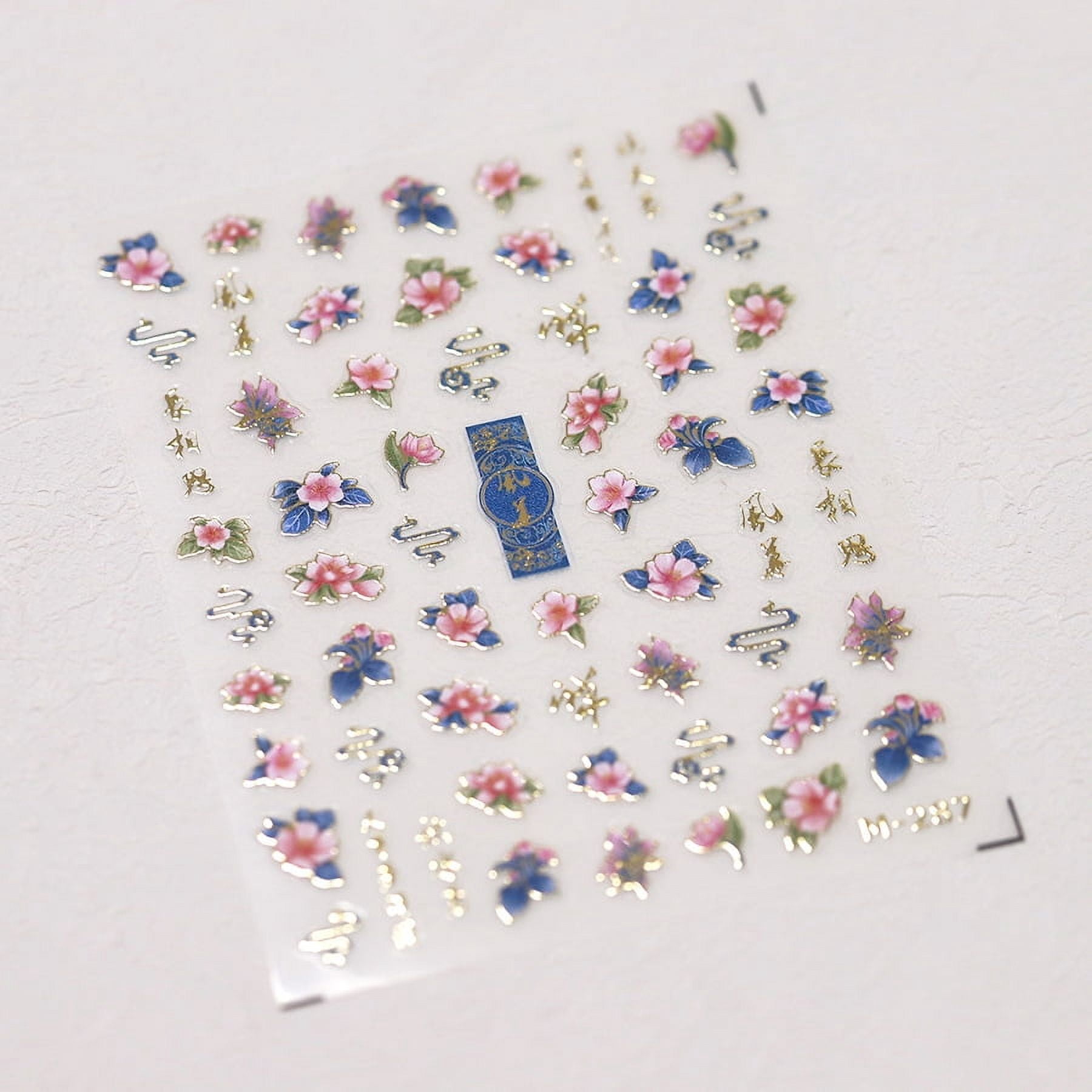 1pcs 5D Exquisite Wildflowers Nail Art Stickers Colorful Flower Adhesive Transfer Slider DIY Spring Nail Decoration Parts Decals
