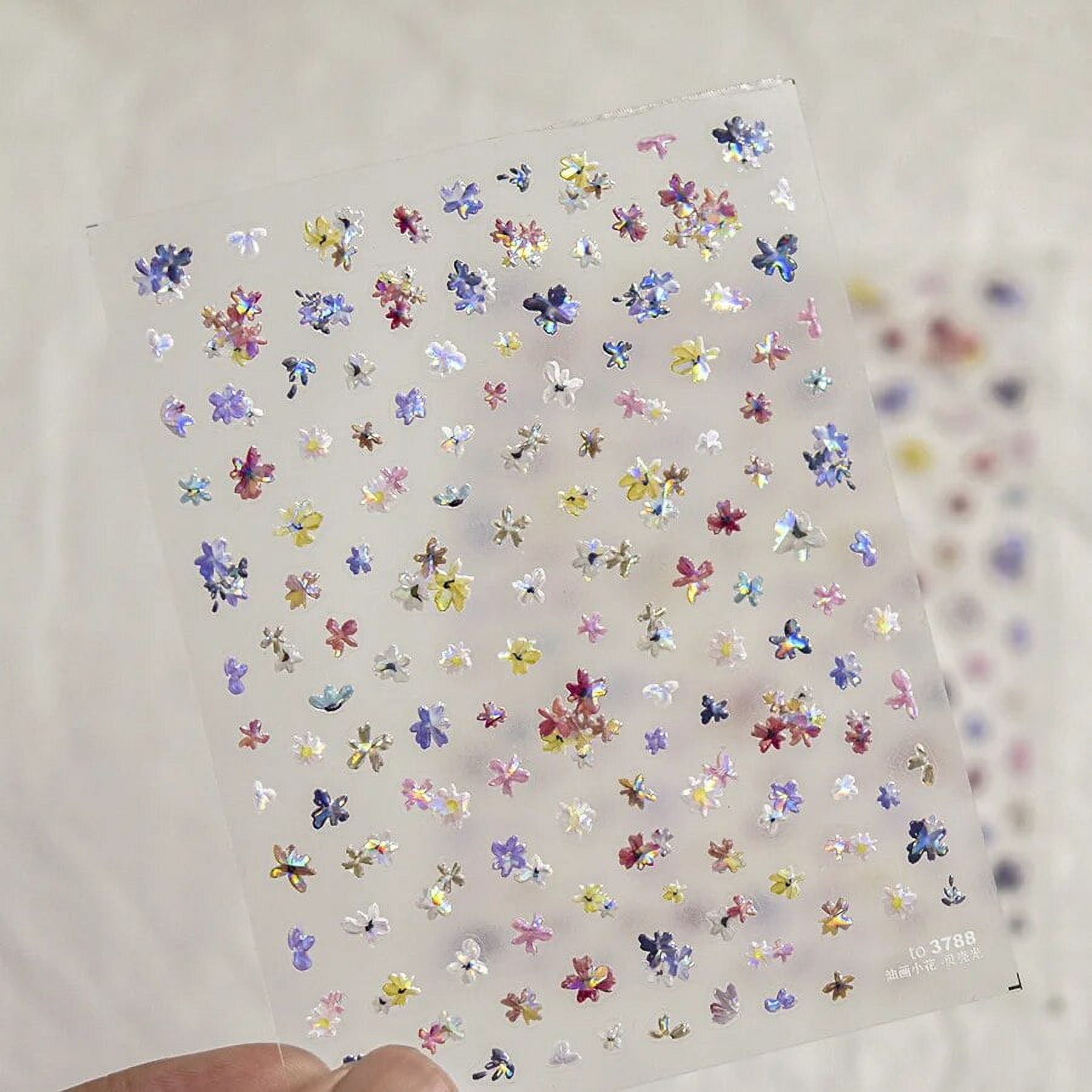 1pcs 5D Exquisite Wildflowers Nail Art Stickers Colorful Flower Adhesive Transfer Slider DIY Spring Nail Decoration Parts Decals