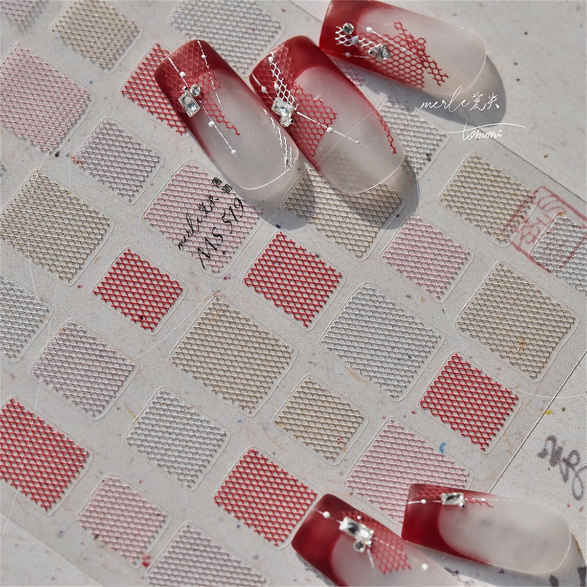 1pcs 5D Relief Exquisite Kawaii Pink Lace Nail Art Stickers Japanese Lace Series Nail Adhesive Decoration Decals DIY Accessories