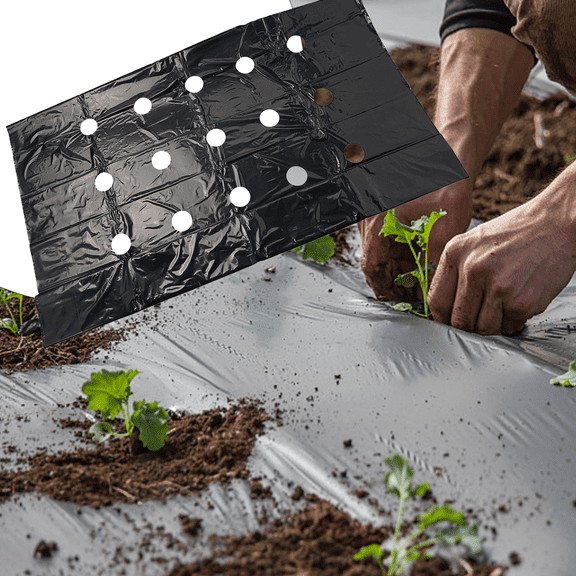 1pcs 5Holes 95cm 45mm Black Perforated PE Film, Garden Vegetable Membrane Agricultural Plants Mulching Seeding Plastic Mulching (Size : 0.95x10m)