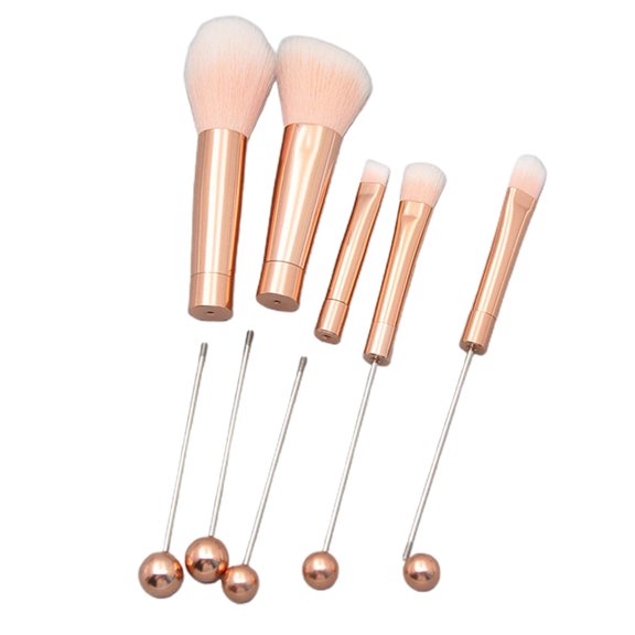 1pcs/5pcs Makeup Brush Set DIY Metal Handle Beaded Brushes Professional Foundations Brush Powder Blush Concealer Brush