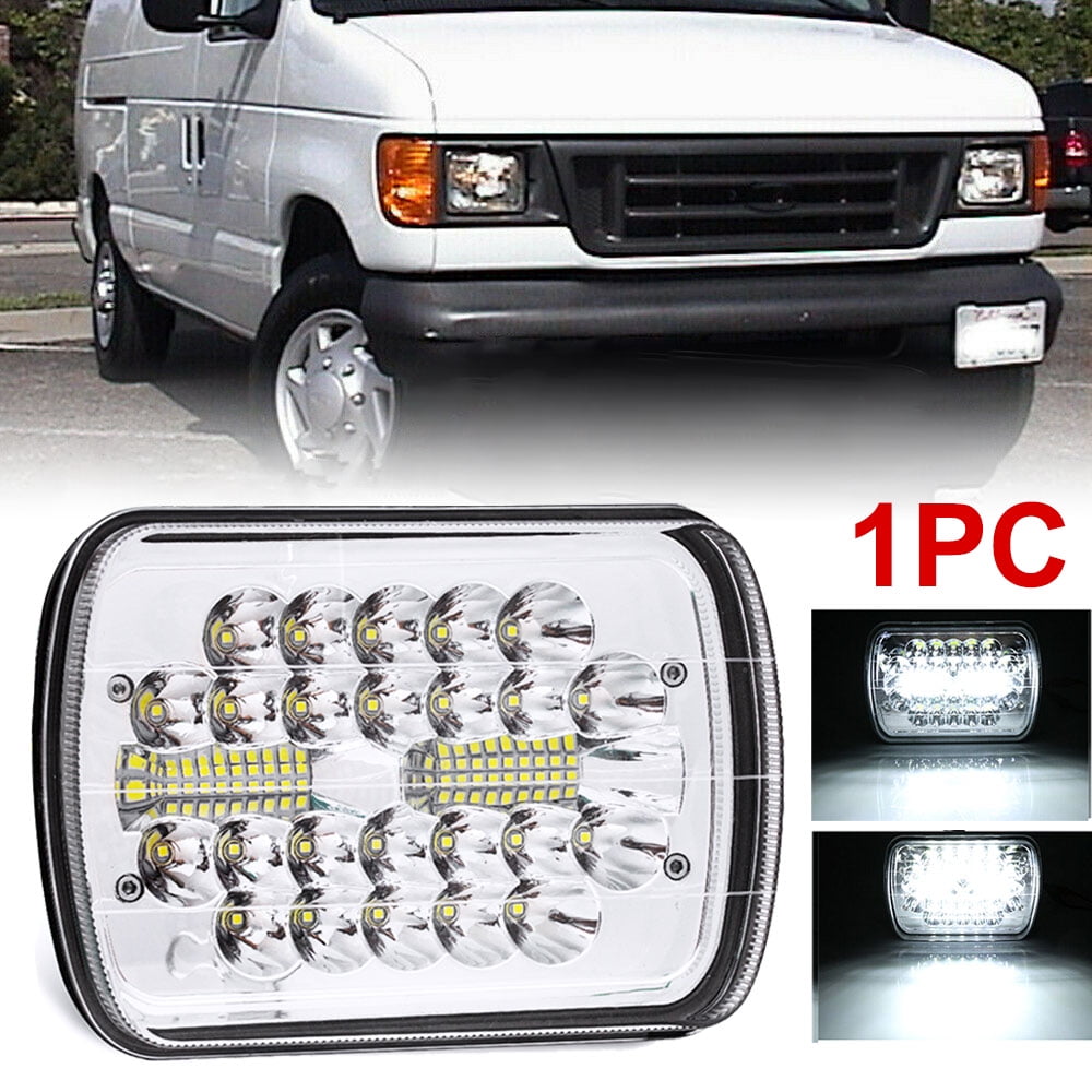 2X 7x6" 5x7" LED Headlights Hi-Lo Yellow DRL For Jeep Cherokee XJ Wrangler YJ