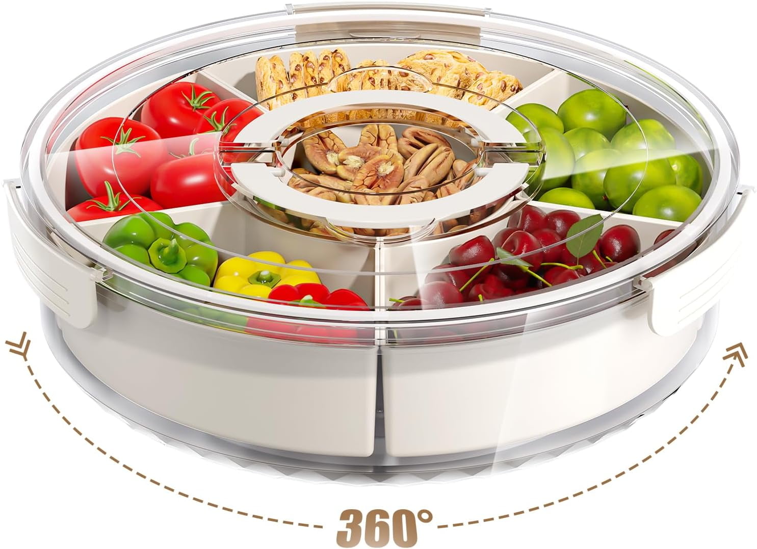 1pcs 6 Compartments Divided Serving Tray with Lid and Handle, Portable ...