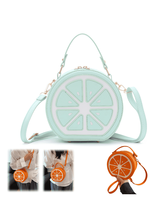 1pcs 7.4x6.6x3.5" Blue Handbag Cute Fruit Crossbody Bag Weave Summer Beach Shoulder Bag