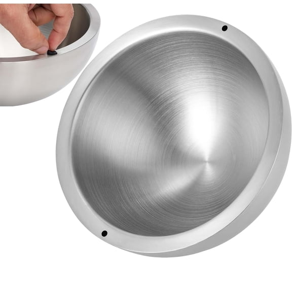 1pcs 70oz 304 Stainless Steel Insulated Salad Dipping Bowl - 2 Water Injection Holes for Hot/Ice Water, Freezable Chill Serving Bowl, Reusable Metal Bowl for Party Home Kitchen Salad Dip Snack Z